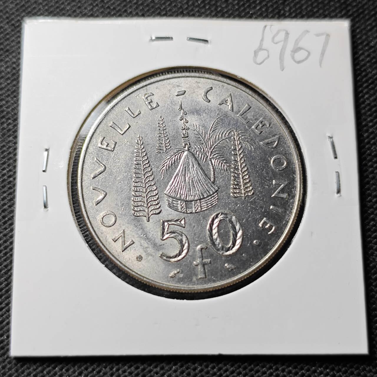 KK钱币收藏小铺  第369场  2月预留时间 周末发货  1972法属新喀里多尼亚50法郎