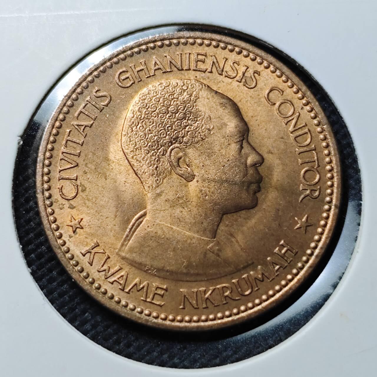 KK钱币收藏小铺  第369场  2月预留时间 周末发货  1958加纳半比塞瓦 好品铜币