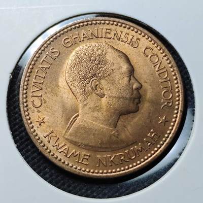 KK钱币收藏小铺  第369场  2月预留时间 周末发货 -  1958加纳半比塞瓦 好品铜币