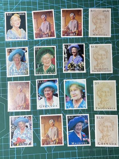 2025年第一百二十八场(总第一百五十四场）外国好品散币、邮币封和邮票场(免佣金) - 英国🇬🇧邮票16枚(伊丽莎白二世女王母亲)
