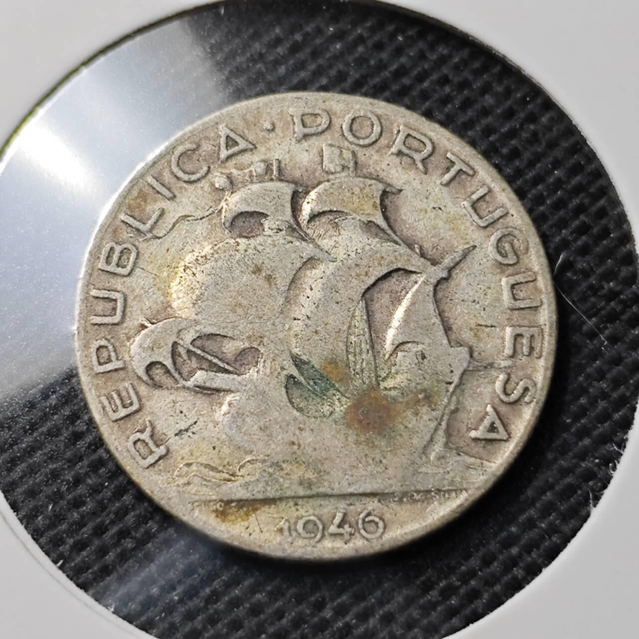 KK钱币收藏小铺  第369场  2月预留时间 周末发货  1946葡萄牙2.5埃斯库多银币