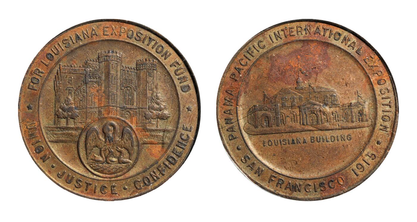 中新泰星2025年秋拍 钱币纪念章专场 1915年美国路易斯安那泛太平洋贸易博览会铜质纪念章一枚