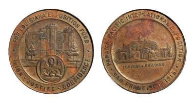 中新泰星2025年秋拍 钱币纪念章专场 - 1915年美国路易斯安那泛太平洋贸易博览会铜质纪念章一枚