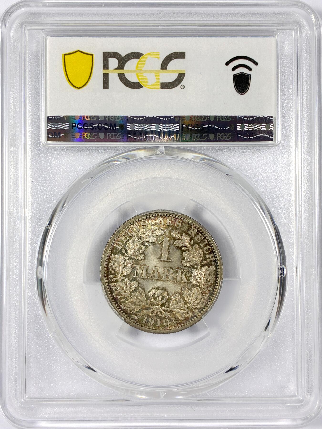 【雨安】【世界币章114期】2025-11-15 周六 19:30 保真 8秒倒数自动落锤 高效拍卖 [评级德国] Germany 德国 帝国 1马克 1910年 PCGS-MS68