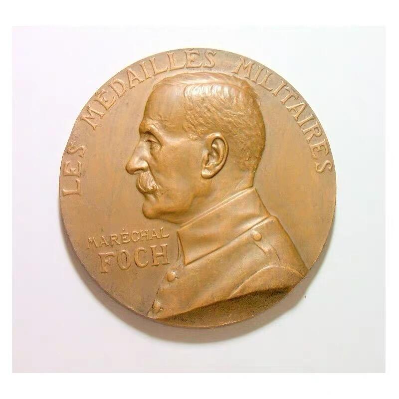 法国1900年前后 名将福煦元帅高浮雕精制大铜章 50MM