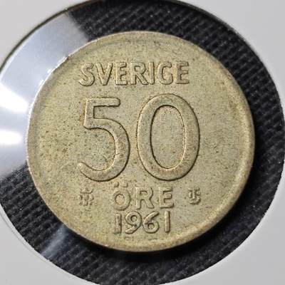 KK钱币收藏小铺  第369场  2月预留时间 周末发货 -  1961瑞典50欧尔银币