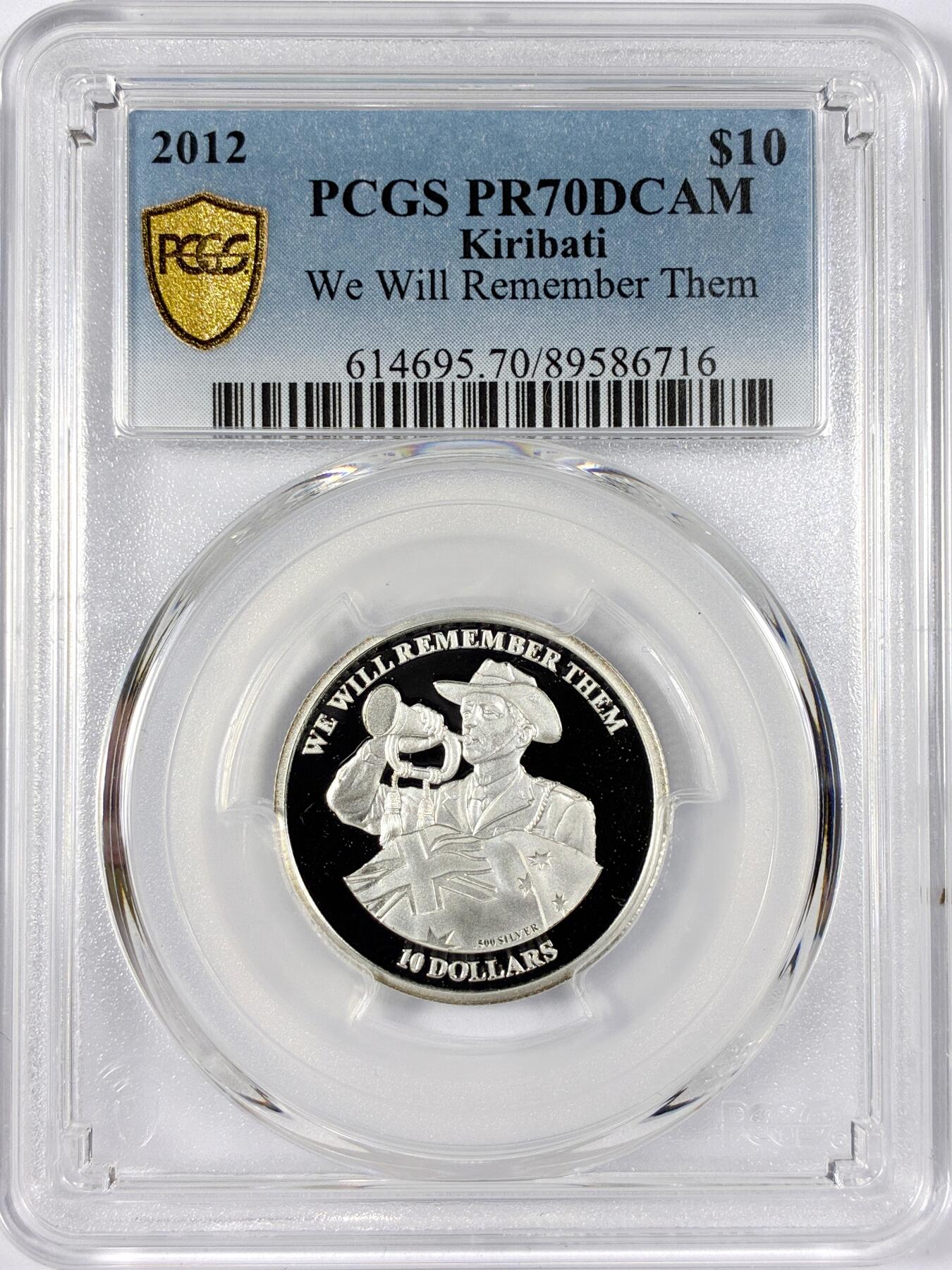 【雨安】【世界币章114期】2025-11-15 周六 19:30 保真 8秒倒数自动落锤 高效拍卖 [评级现代] Kiribati 基里巴斯 10元 2012年 我们会记住他们 PCGS-PR70DCAM