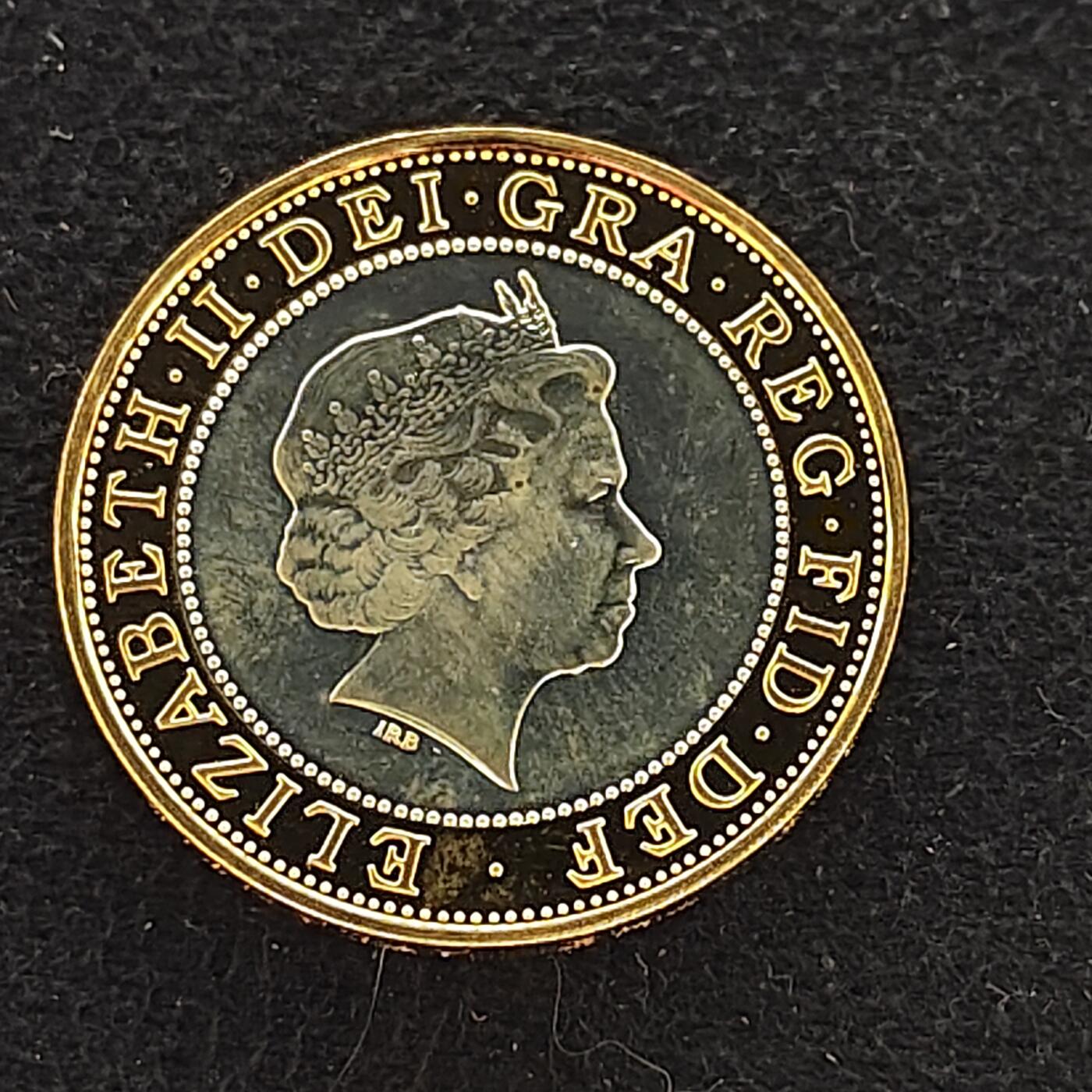 【全场包邮】纯粹捡漏拍477场（免费代拍第14场）调整中 英国2001年2镑马可尼电报100周年精制镀金纪念银币