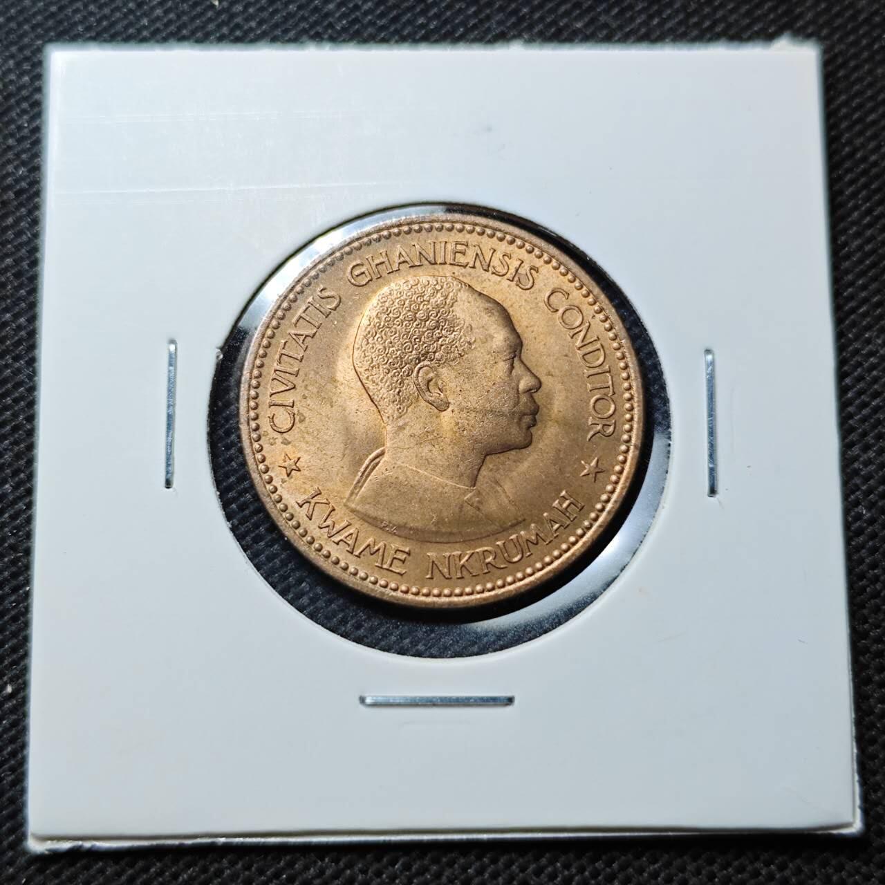 KK钱币收藏小铺  第369场  2月预留时间 周末发货  1958加纳半比塞瓦 好品铜币