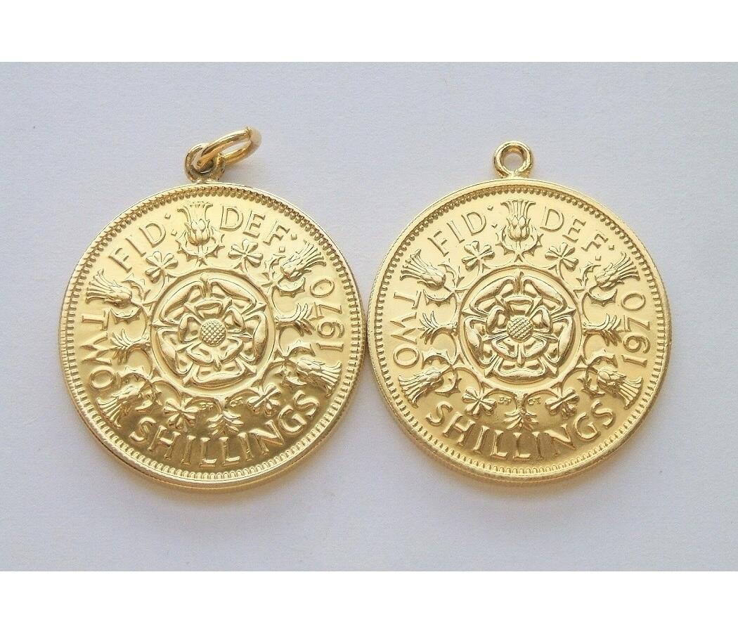 单枚价 英国1970年伊丽莎白 镀金高浮雕精制币章吊坠 30MM