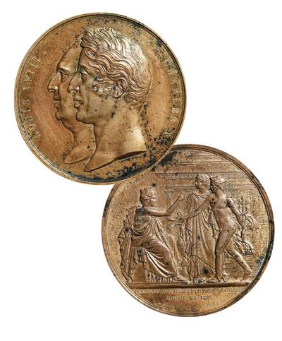 中新泰星2025年秋拍 钱币纪念章专场 - 1825年法王路易十八参加巴黎证券交易所落成大铜章一枚