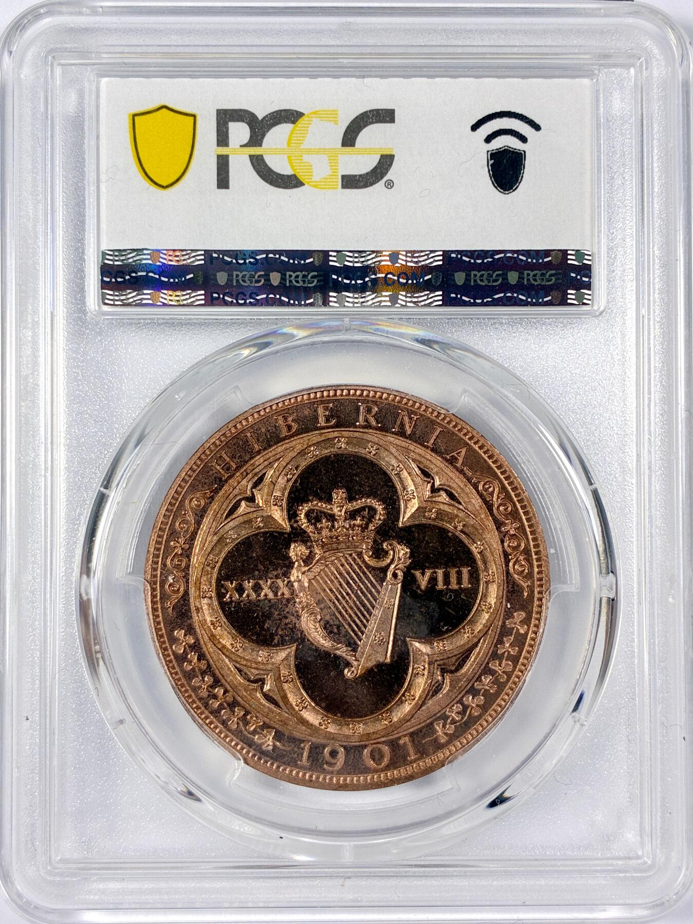 【雨安】【世界币章114期】2025-11-15 周六 19:30 保真 8秒倒数自动落锤 高效拍卖 [评级欧洲] Ireland 爱尔兰 48D 1901年 爱德华七世 X#13b PCGS-PR66RD