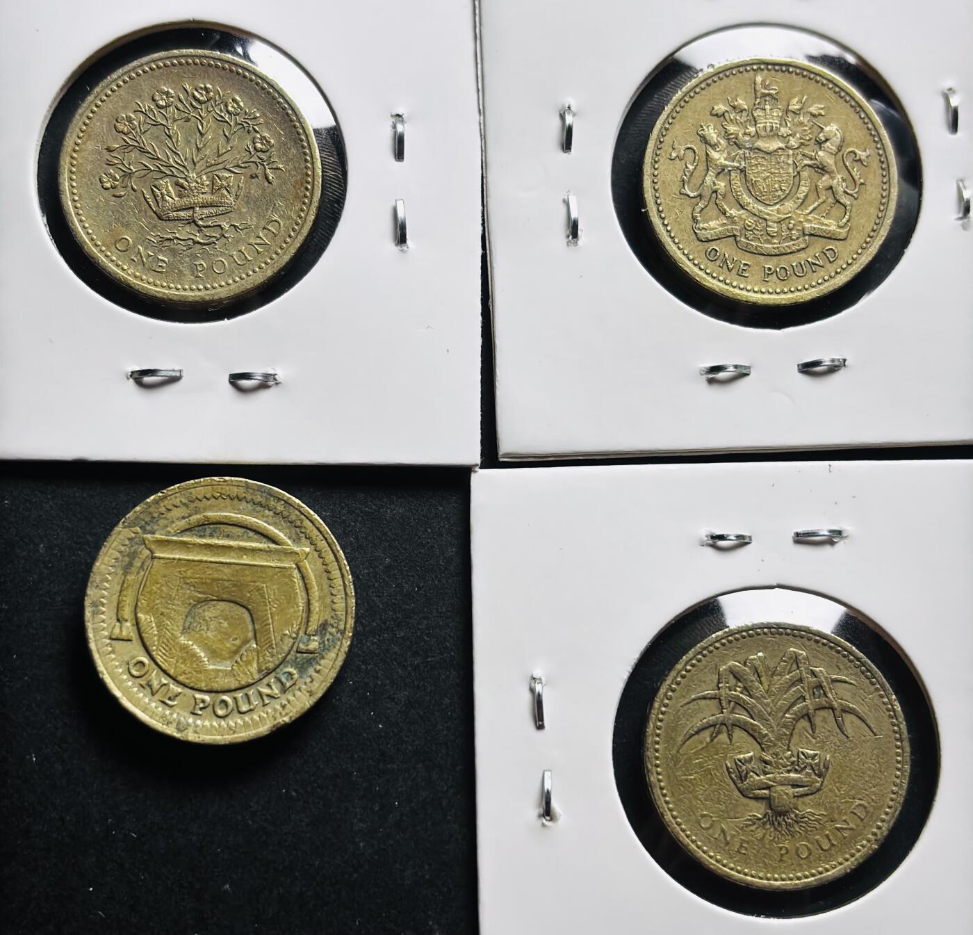 文馨钱币收藏第 281 场，【 长期接收代拍品】银元，银币，套币，纸币专场（本场截拍后休息三天，19 号发货） 英国 1983-1990-1991-2006 年 1 英镑纪念币 4 枚，不同版本