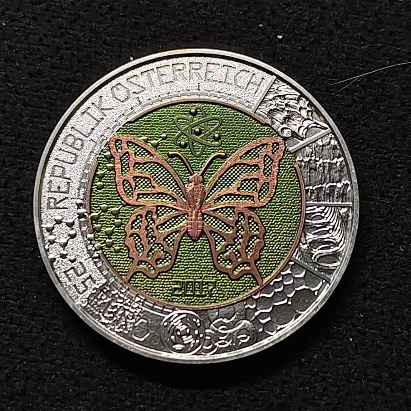 【全场包邮】纯粹捡漏拍477场（免费代拍第14场）调整中 【银铌币】奥地利2017年25欧元微观世界银铌双金属纪念银币-盒证全