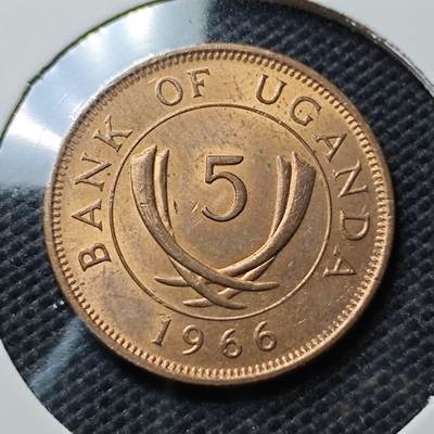 KK钱币收藏小铺  第369场  2月预留时间 周末发货 -  1966乌干达5分铜币