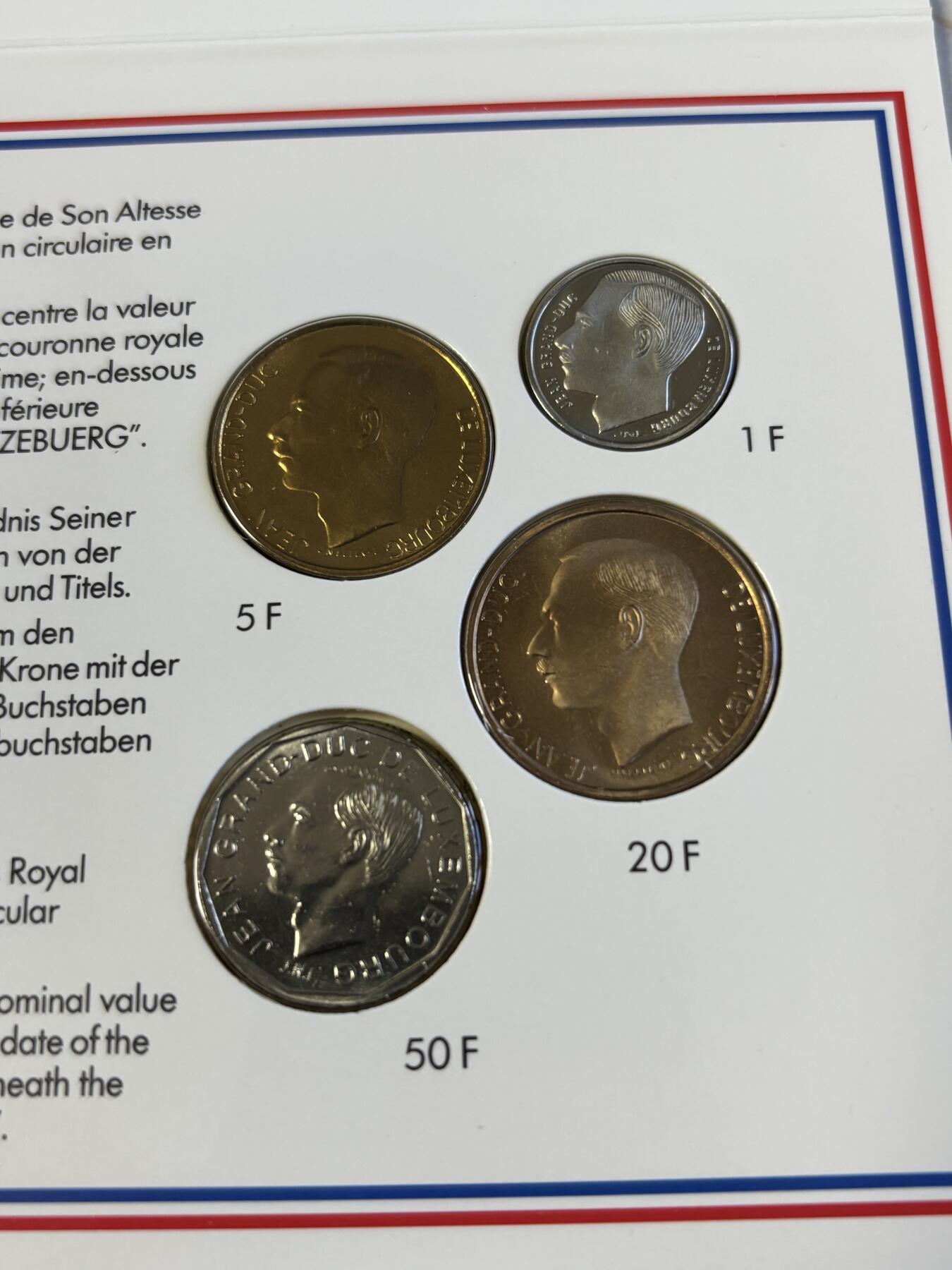 第181期拍卖 卢森堡1994年版纪念币4枚 官方装帧册