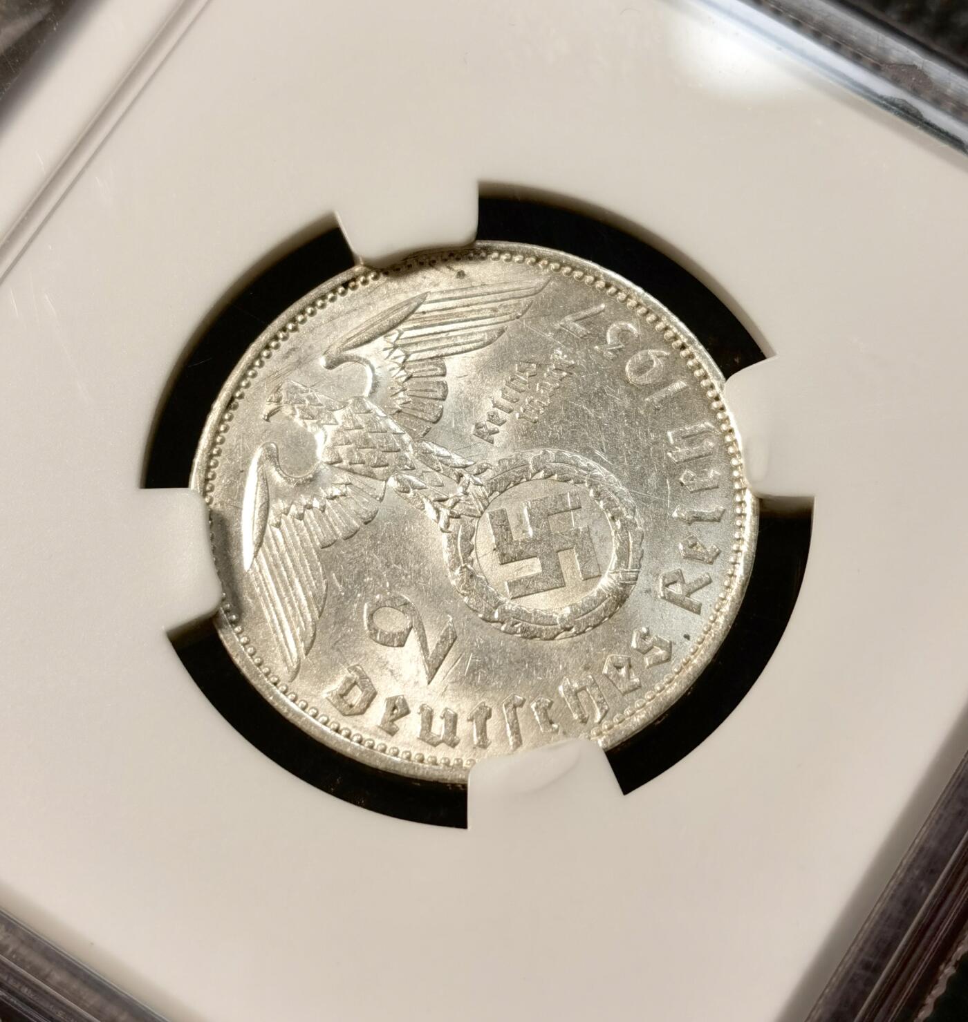 甄臻铺-世界币章拍卖（第39期）送拍享返佣金等优惠多多 NGC-MS61 德国1937年A版兴登堡2马克银币