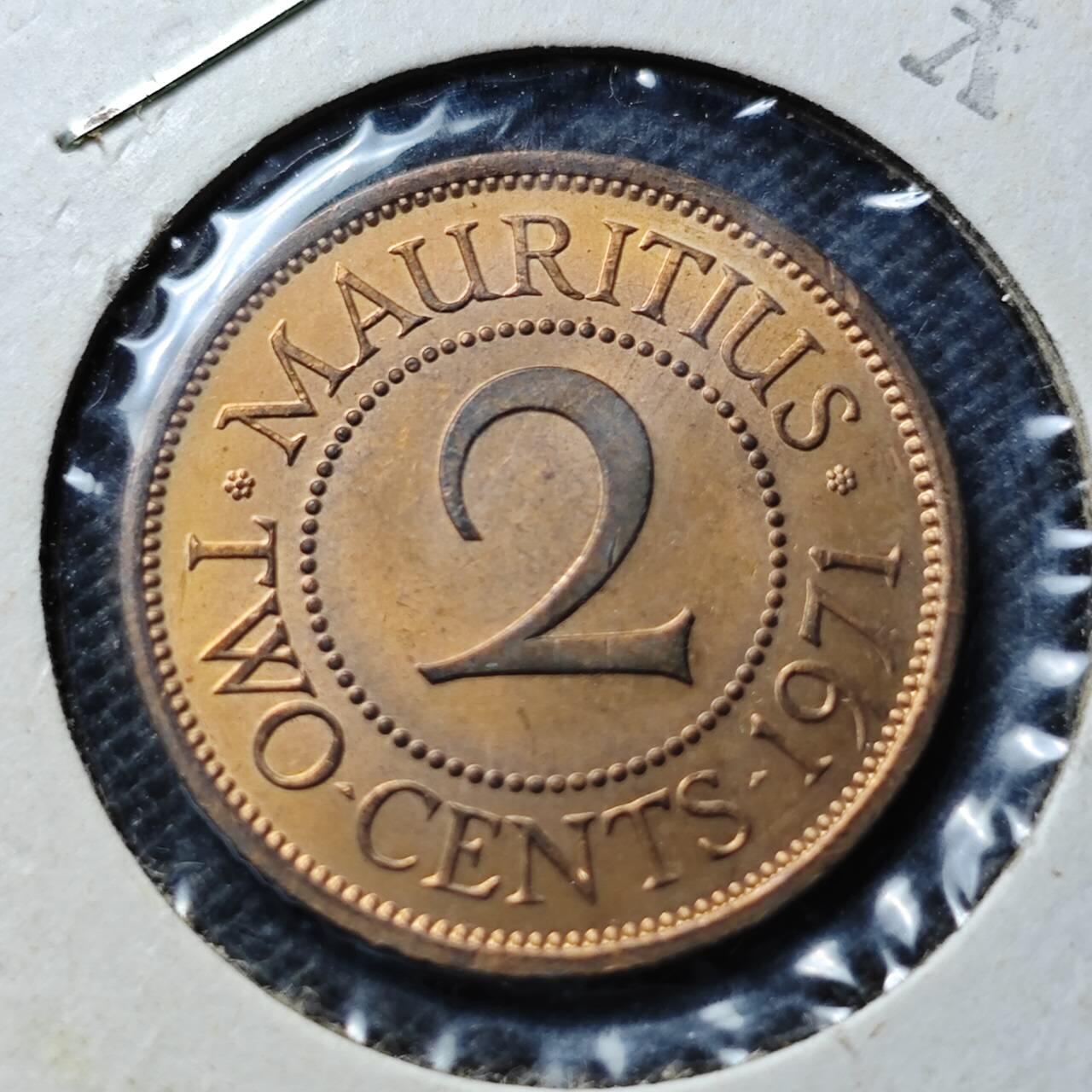 KK钱币收藏小铺  第369场  2月预留时间 周末发货  1971毛里求斯2分铜币 好品