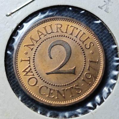 KK钱币收藏小铺  第369场  2月预留时间 周末发货 -  1971毛里求斯2分铜币 好品
