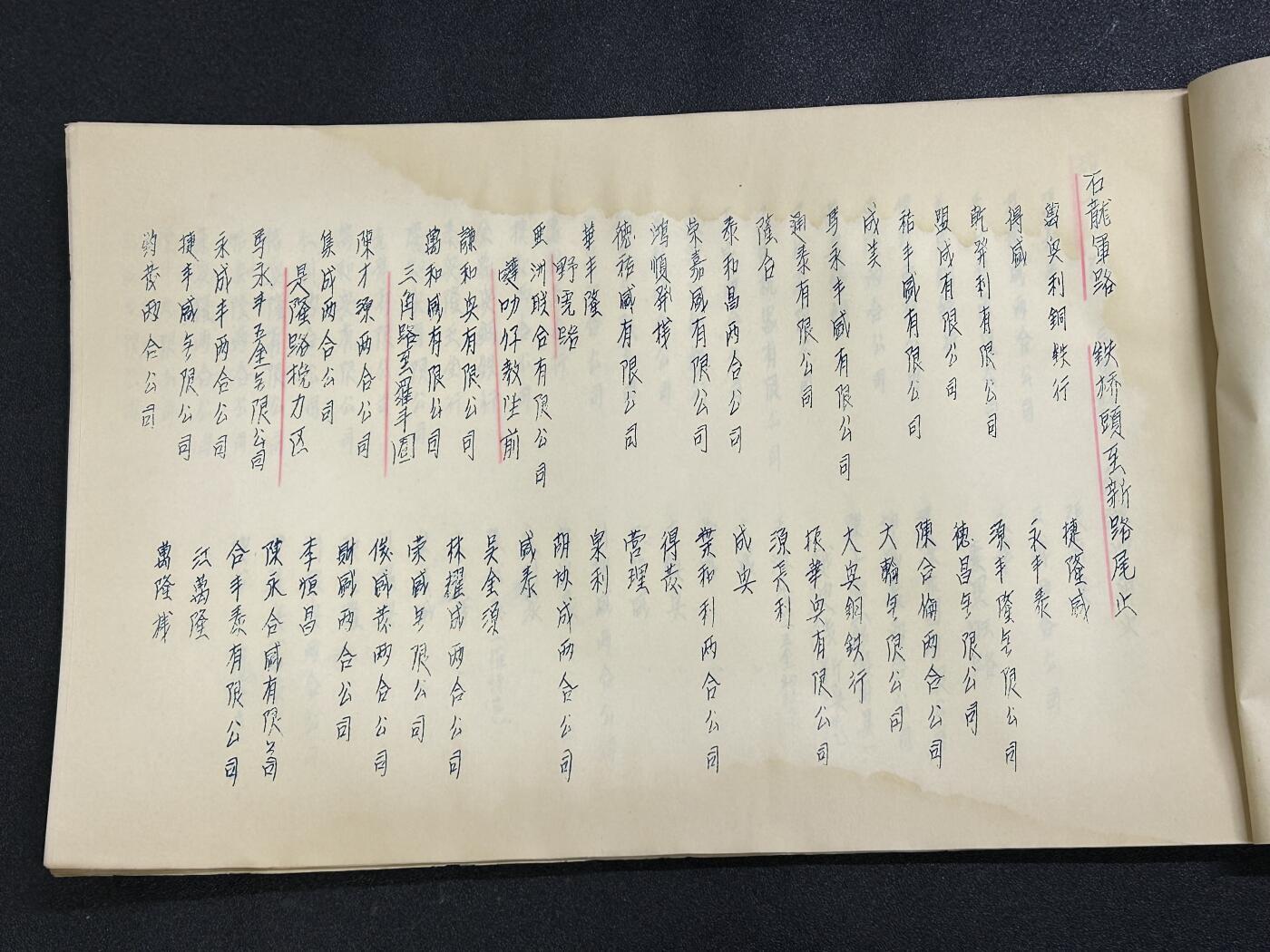 西秦中古拍卖第六十五期  华侨纸品【暹罗五金工会系列15】五金工会曼谷市铜铁行一览表