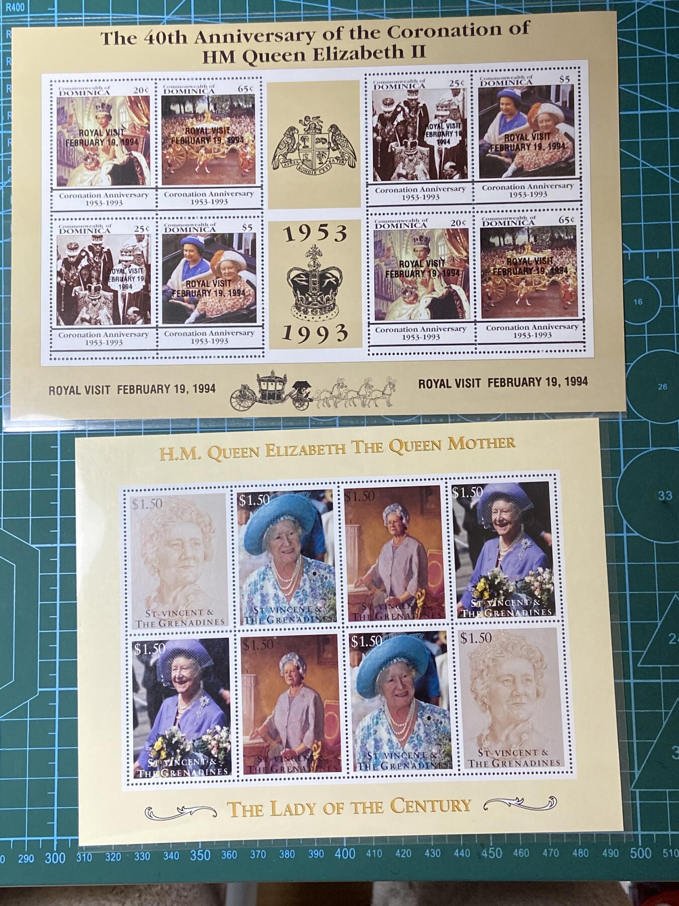 2025年第一百二十八场(总第一百五十四场）外国好品散币、邮币封和邮票场(免佣金) 邮票16枚(伊丽莎白二世加冕40周年纪念+女王母亲)