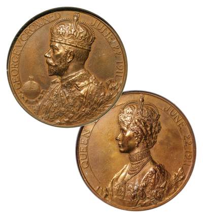 中新泰星2025年秋拍 钱币纪念章专场 - 1911年英国乔治五世登基纪念大铜章一枚