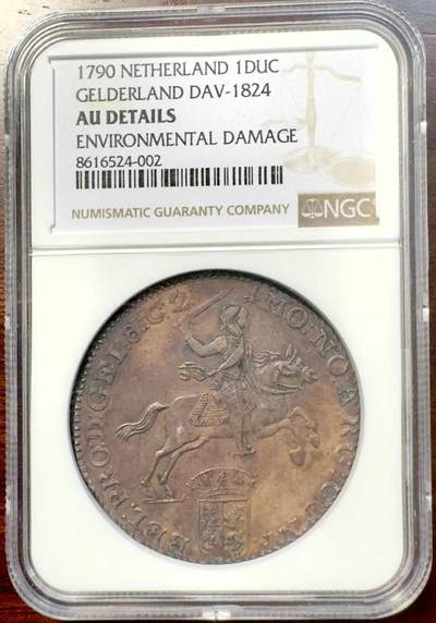 甄臻铺-世界币章拍卖（第39期）送拍享返佣金等优惠多多 - NGC-AUD 荷兰1790年海尔德兰省马剑1杜卡特大银币 原味无洗状态好，深打有细节，省份少见，非常见的乌特勒支省，值得收藏