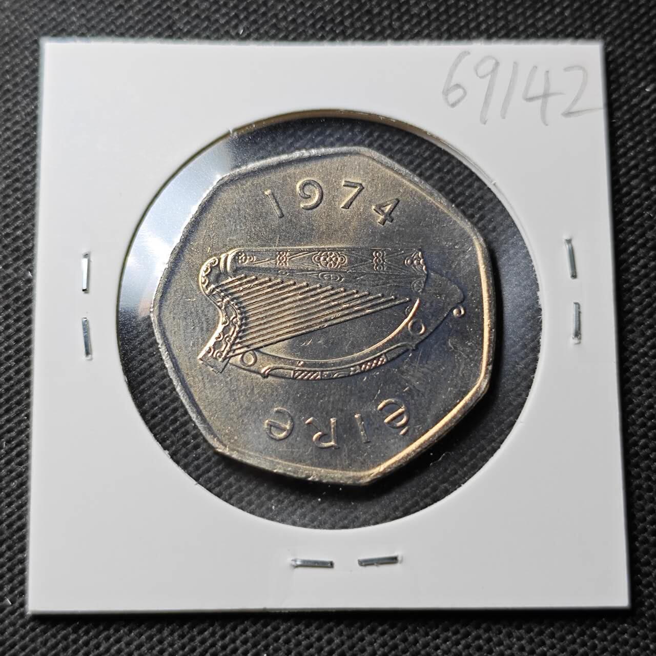 KK钱币收藏小铺  第369场  2月预留时间 周末发货  1974爱尔兰50便士