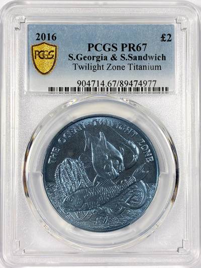 【雨安】【世界币章114期】2025-11-15 周六 19:30 保真 8秒倒数自动落锤 高效拍卖 - [评级现代] S.Georgia & S.Sandwich 南乔治亚岛和南桑威奇群岛 2镑 2016年 微光带 钛币 PCGS-PR67