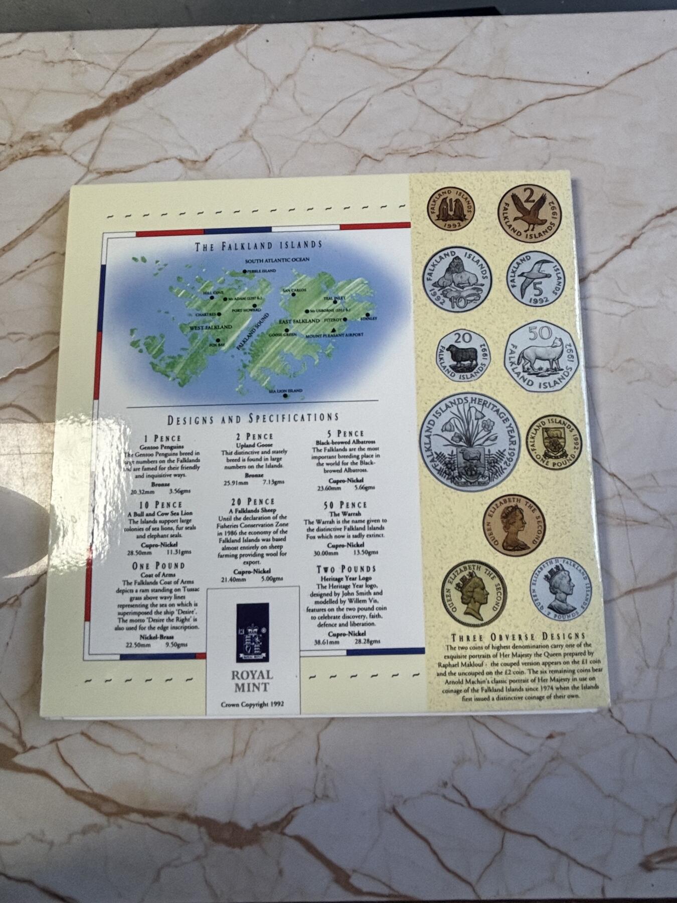 第181期拍卖 福克兰群岛 1992年 封装套币 全8枚 官方卡册装