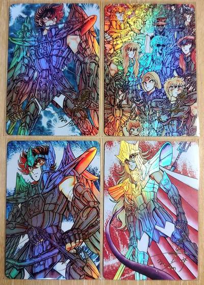 龙虎卡牌第六三场 （无佣金，周六结拍，欢迎送拍） - 彩闪4张 圣斗士卡牌 原画天堂-黄金圣衣