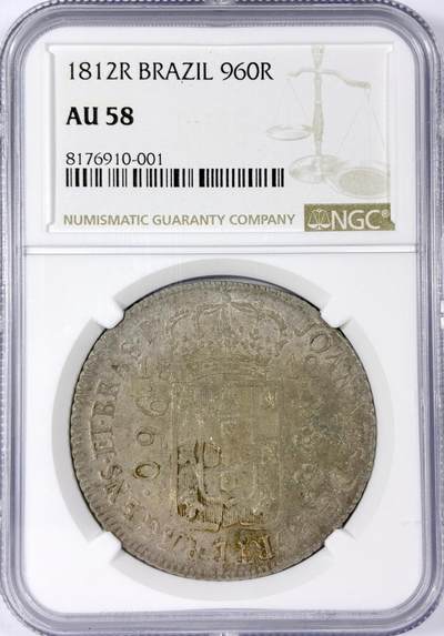 【雨安】【世界币章114期】2025-11-15 周六 19:30 保真 8秒倒数自动落锤 高效拍卖 - [评级美洲] Brazil 巴西 Colony 960瑞斯 KM#307 (1810-1818) 1812年 NGC-AU58