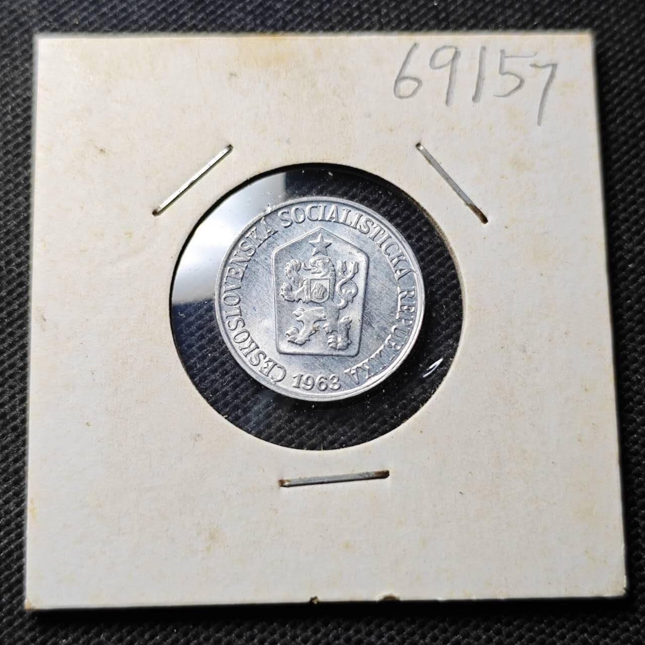 KK钱币收藏小铺  第369场  2月预留时间 周末发货  1963捷克斯洛伐克3赫勒 好品