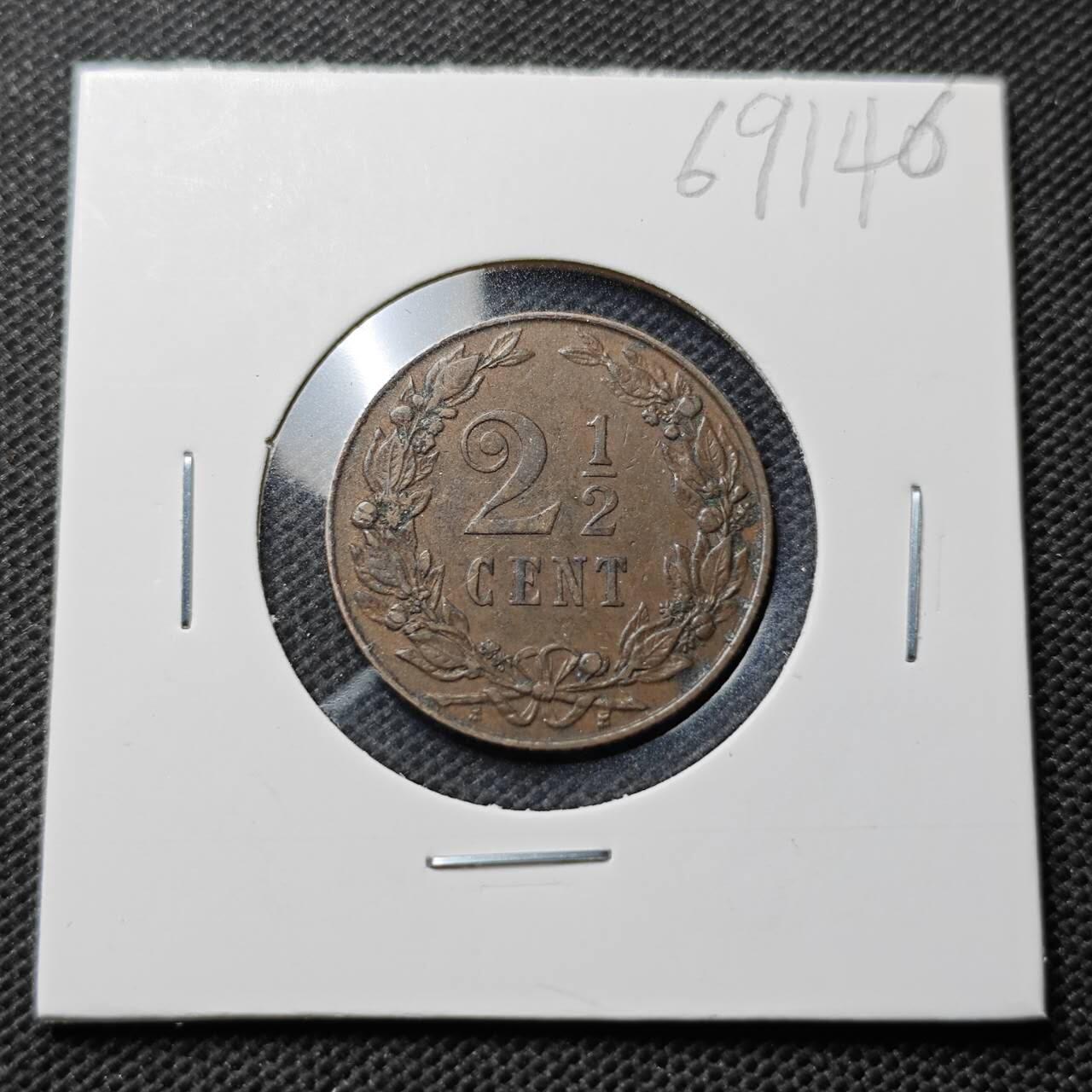 KK钱币收藏小铺  第369场  2月预留时间 周末发货  1903荷兰2.5分铜币