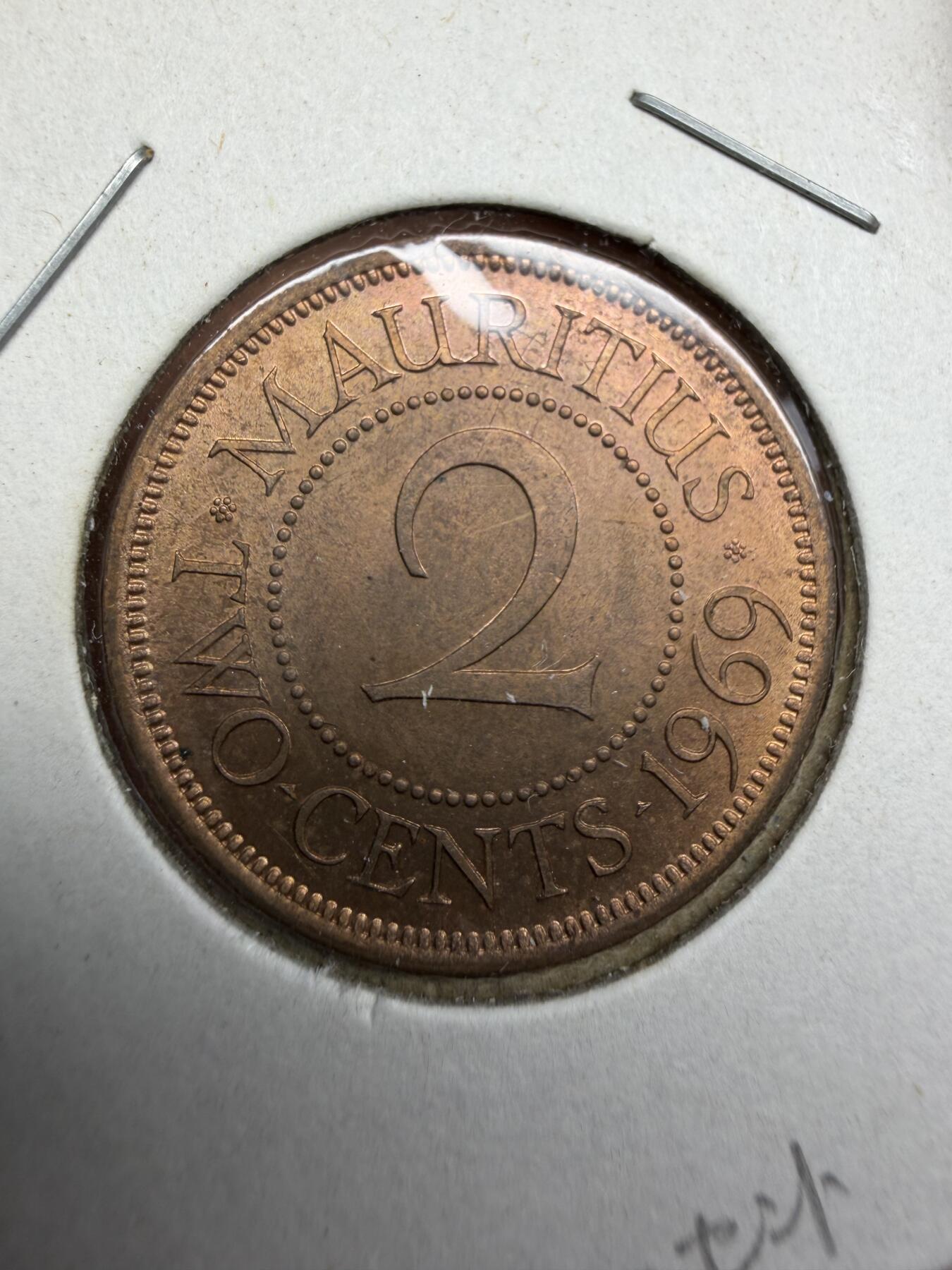 2025年集古藏今外币拍卖第十期-第6场—（总第286拍），可以寄存60天，满160元包邮。 1969年毛里求斯2分