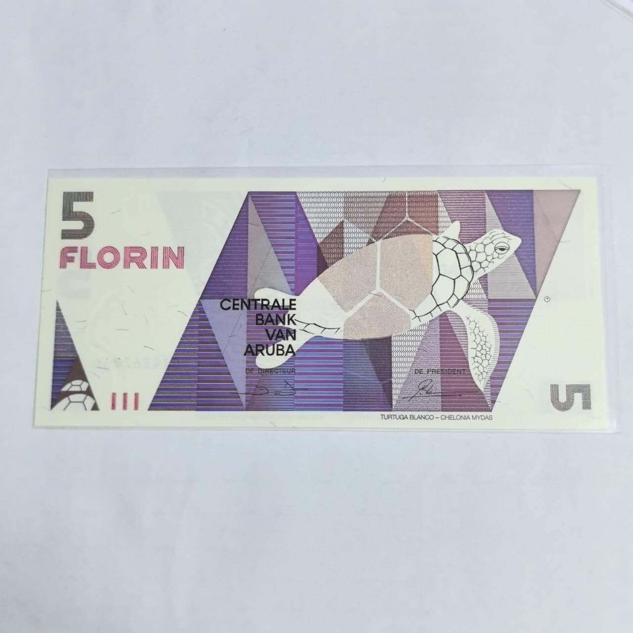 各国外币第99期 品种好部分全新 阿鲁巴5弗罗林 1990年初版 全新