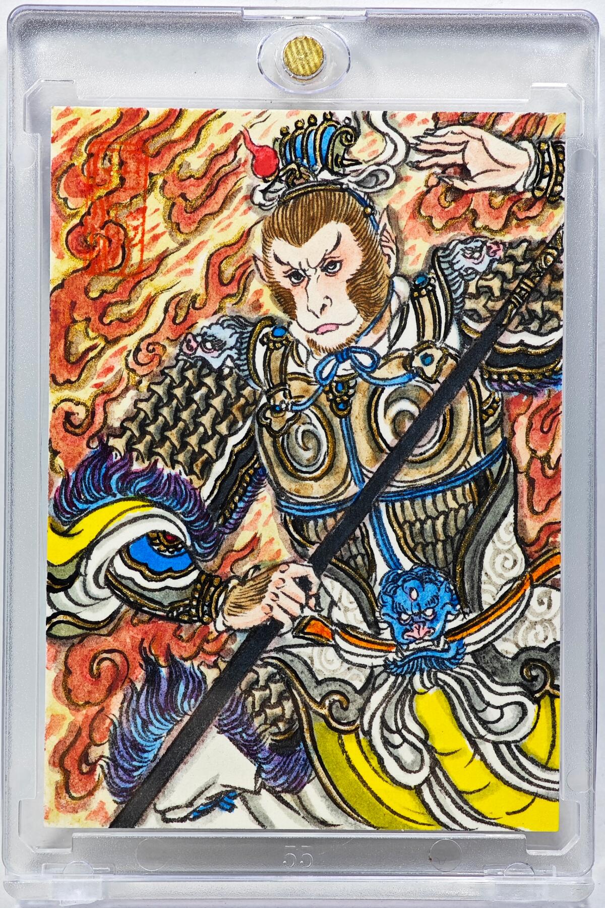 白泽拍卖卡牌手绘专场第28期（细雨生寒、寻梅闻香） 2025 卢艺丰手绘卡 齐天大圣  卢艺丰背彩绘 卡砖封装