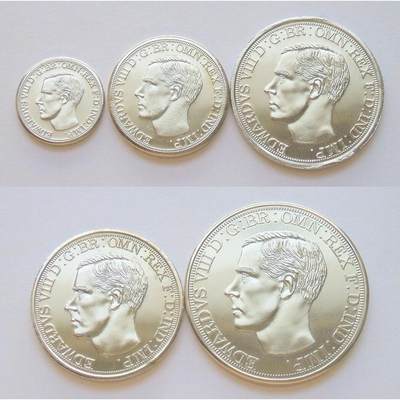 【样币】5枚套 英国3便士-1克朗 爱德华八世屠龙马剑等 高浮雕精制镀银样币 - 【样币】5枚套 英国3便士-1克朗 爱德华八世屠龙马剑等 高浮雕精制镀银样币