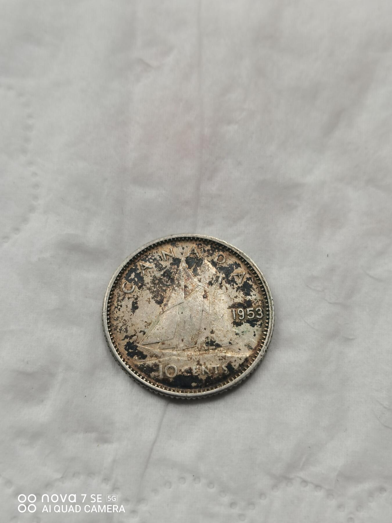 外国银币 加拿大帆船10分银币