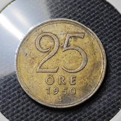 KK钱币收藏小铺  第369场  2月预留时间 周末发货 -  1950瑞典25欧尔银币