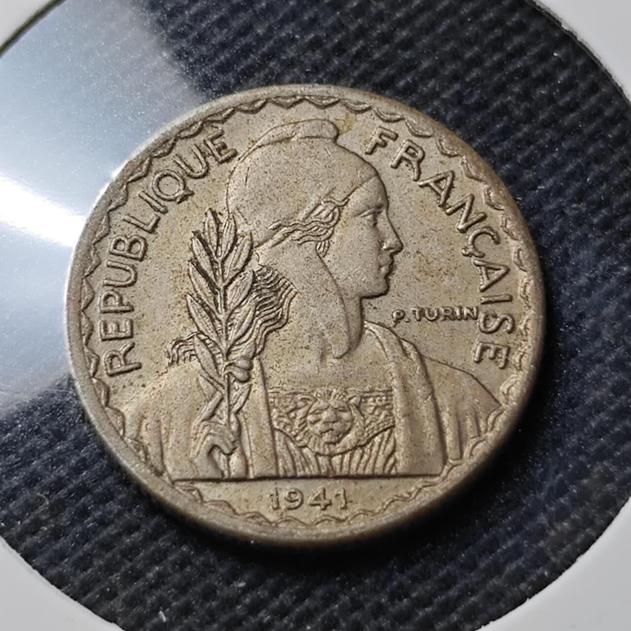 KK钱币收藏小铺  第369场  2月预留时间 周末发货  1941法属印支10分镍币