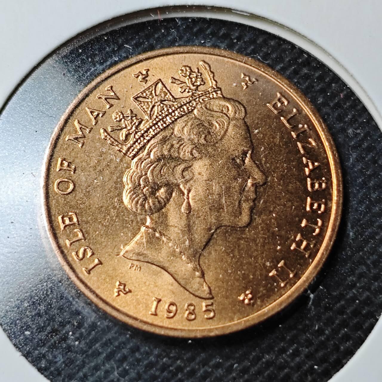 KK钱币收藏小铺  第369场  2月预留时间 周末发货  马恩岛1便士铜币 好品