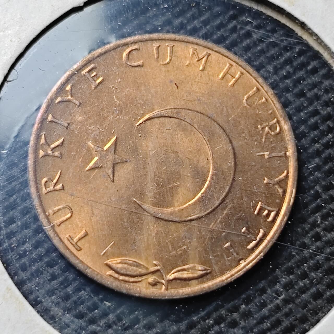 KK钱币收藏小铺  第369场  2月预留时间 周末发货  土耳其5库鲁铜币 好品