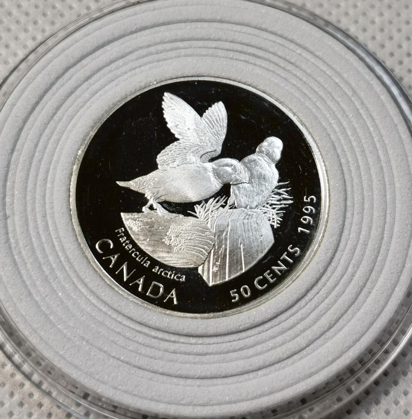 甄臻铺-世界币章拍卖（第39期）送拍享返佣金等优惠多多 加拿大北极海鹦 PF 精制 50分银币  1995 27.13mm 2.08mm 9.34g 925Ag