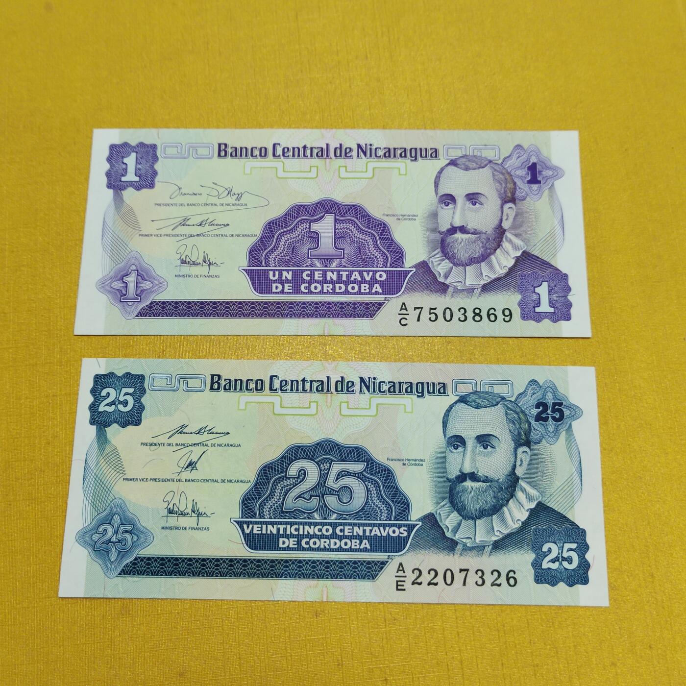 PCAI钱币15-601  外国纸币小专场 尼加拉瓜二张