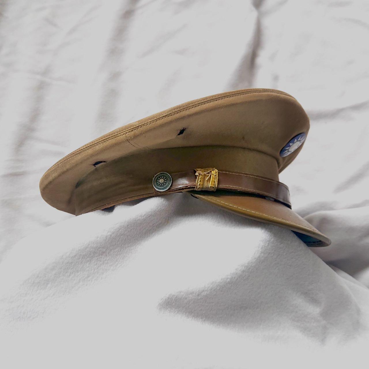 【第壹場】近代勋奖章徽章服饰杂项专场 民国空军官兵夏卡其大檐帽 上海兄弟帽厂 头围约52cm
