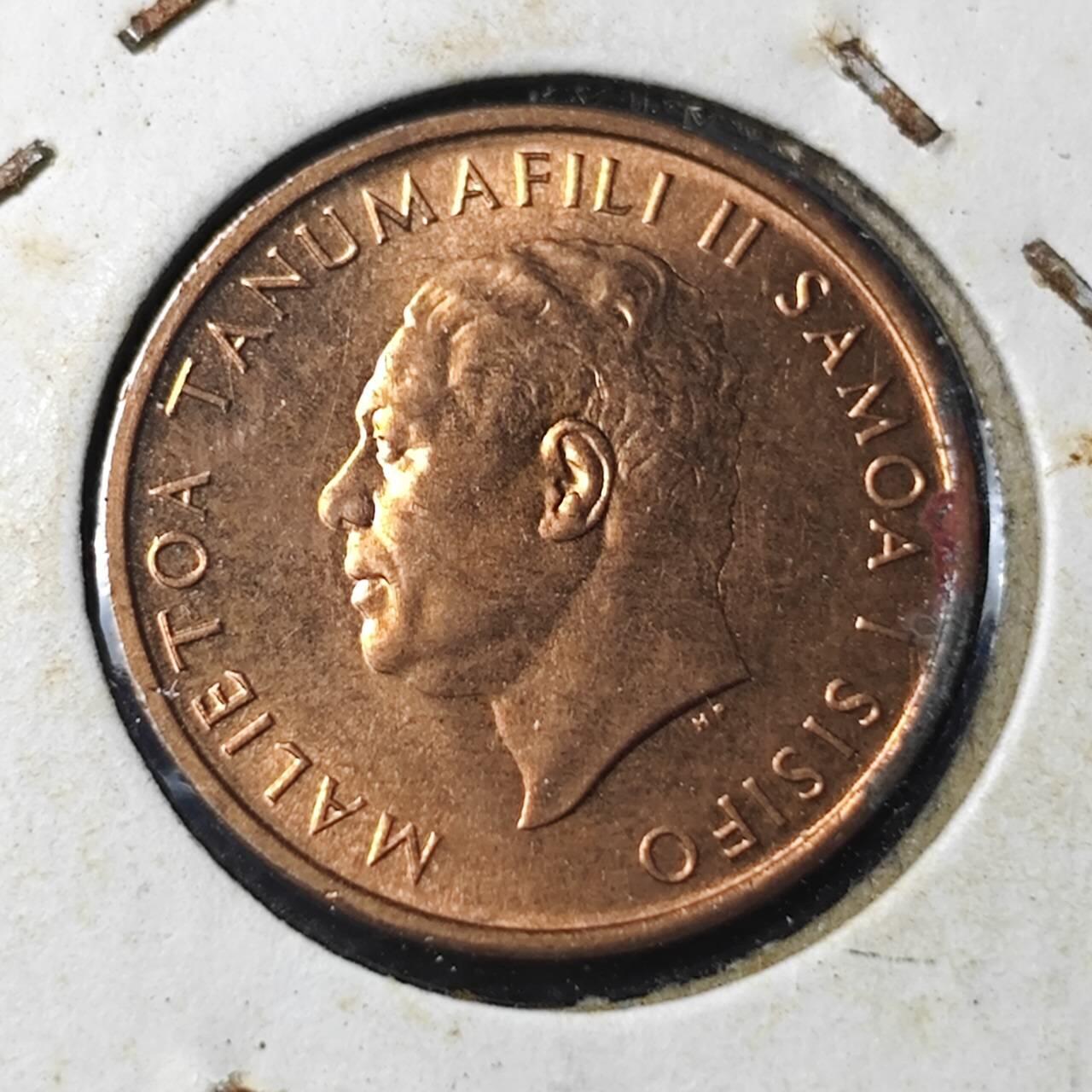 KK钱币收藏小铺  第369场  2月预留时间 周末发货  1967萨摩亚1分铜币 好品