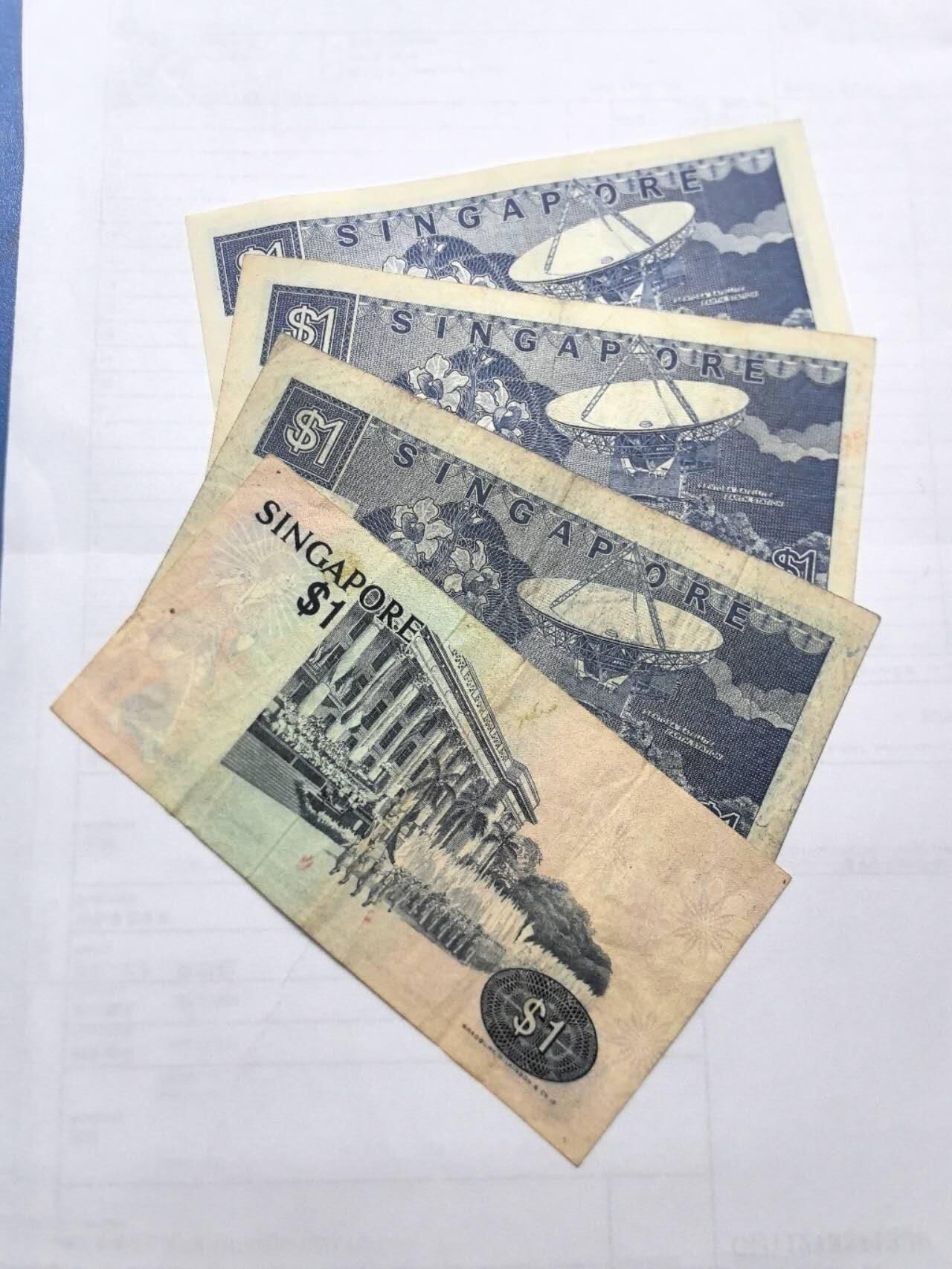 各国外币第99期 品种好部分全新 新加坡1元 四张