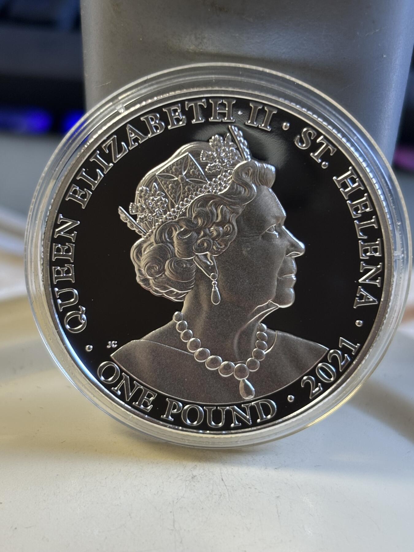 第181期拍卖 圣赫勒拿2021年美德胜利女神系列1精制1盎司银币，999银，发行2500枚