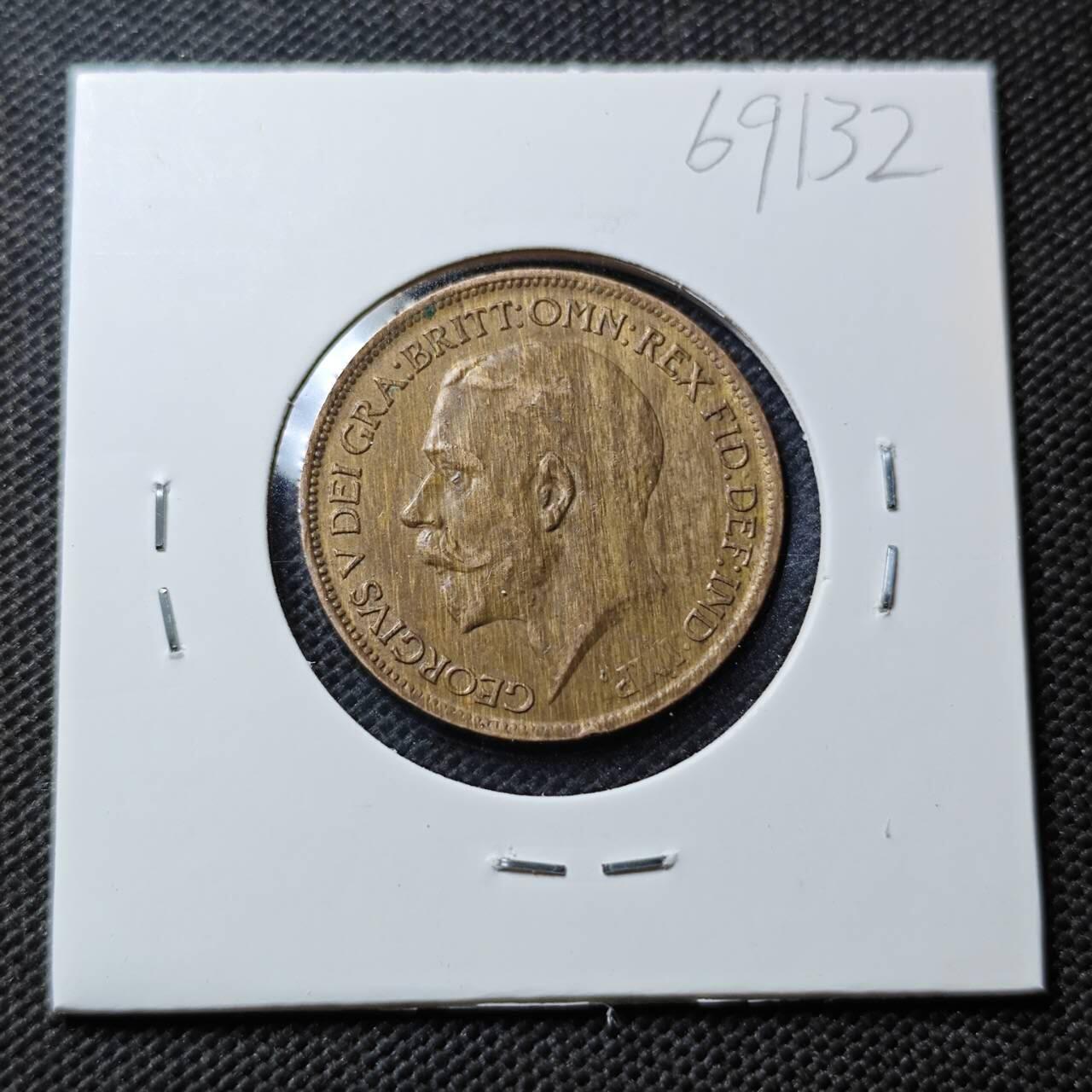 KK钱币收藏小铺  第369场  2月预留时间 周末发货  1921英国半便士铜币